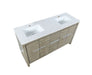 Lexora Lafarre 60" Rustic Acacia Double Bathroom Vanity, White Quartz Top, and White Square Sinks - Lexora - Ambient Home