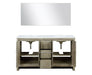 Lexora Lafarre 60" Rustic Acacia Double Bathroom Vanity, White Quartz Top, White Square Sinks, and 55" Frameless Mirror - Lexora - Ambient Home