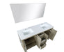 Lexora Lafarre 60" Rustic Acacia Double Bathroom Vanity, White Quartz Top, White Square Sinks, and 55" Frameless Mirror - Lexora - Ambient Home