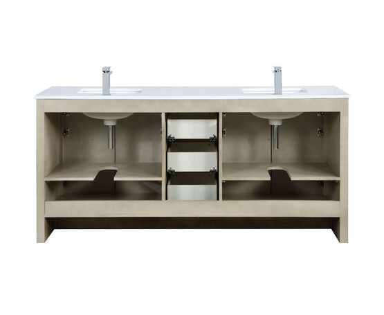 Lexora Lafarre 72" Rustic Acacia Double Bathroom Vanity, White Quartz Top, White Square Sinks, and Monte Chrome Faucet Set - Lexora - Ambient Home