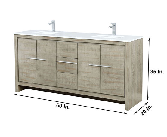 Lexora Lafarre 72" Rustic Acacia Double Bathroom Vanity, White Quartz Top, White Square Sinks, and Monte Chrome Faucet Set - Lexora - Ambient Home