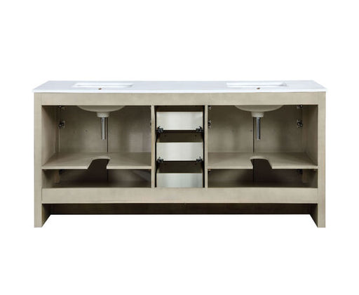 Lexora Lafarre 72" Rustic Acacia Double Bathroom Vanity, White Quartz Top, and White Square Sinks - Lexora - Ambient Home