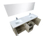 Lexora Lafarre 72" Rustic Acacia Double Bathroom Vanity, White Quartz Top, White Square Sinks, Labaro Brushed Nickel Faucet Set, and 70" Frameless Mirror - Lexora - Ambient Home