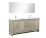 Lexora Lafarre 72" Rustic Acacia Double Bathroom Vanity, White Quartz Top, White Square Sinks, Monte Chrome Faucet Set, and 70" Frameless Mirror - Lexora - Ambient Home