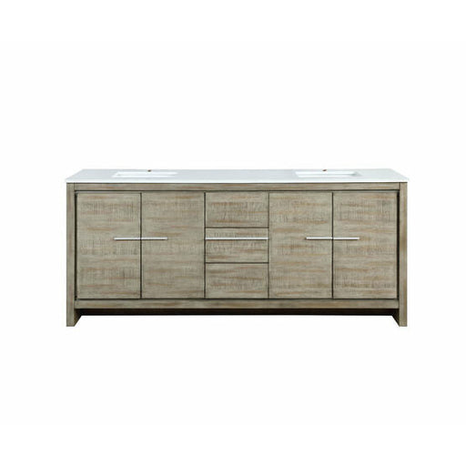 Lexora Lafarre 80" Rustic Acacia Double Bathroom Vanity, White Quartz Top, and White Square Sinks - Lexora - Ambient Home