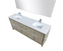 Lexora Lafarre 80" Rustic Acacia Double Bathroom Vanity, White Quartz Top, White Square Sinks, Labaro Brushed Nickel Faucet Set, and 70" Frameless Mirror - Lexora - Ambient Home