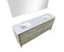 Lexora Lafarre 80" Rustic Acacia Double Bathroom Vanity, White Quartz Top, White Square Sinks, and 70" Frameless Mirror - Lexora - Ambient Home