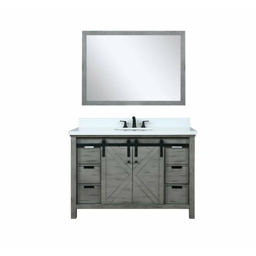 Lexora Marsyas 48" - Ash Grey Single Bathroom Vanity (Options: White Quartz Top, White Square Sink and 44" Mirror w/ Faucet) - Lexora - Ambient Home