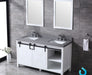 Lexora Marsyas 60" - White Double Bathroom Vanity (Options: Grey Quartz Top, White Square Sinks and 24" Mirrors w/ Faucets) - Lexora - Ambient Home