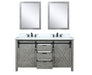 Lexora Marsyas 60" - Ash Grey Double Bathroom Vanity (Options: White Quartz Top, White Square Sinks and 24" Mirrors w/ Faucets) - Lexora - Ambient Home