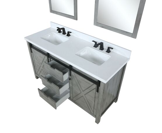 Lexora Marsyas 60" - Ash Grey Double Bathroom Vanity (Options: White Quartz Top, White Square Sinks and 24" Mirrors w/ Faucets) - Lexora - Ambient Home