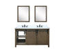 Lexora Marsyas 60" - Rustic Brown Double Bathroom Vanity (Options: White Quartz Top, White Square Sinks and 24" Mirrors w/ Faucets) - Lexora - Ambient Home