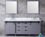 Lexora Marsyas 80" - Dark Grey Double Bathroom Vanity (Options: White Carrara Marble Top, White Square Sinks and 30" Mirrors w/ Faucets) - Lexora - Ambient Home