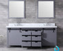 Lexora Marsyas 80" - Dark Grey Double Bathroom Vanity (Options: White Carrara Marble Top, White Square Sinks and 30" Mirrors w/ Faucets) - Lexora - Ambient Home