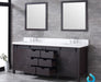 Lexora Marsyas 80" - Brown Double Bathroom Vanity (Options: White Quartz Top, White Square Sinks and 30" Mirrors w/ Faucets) - Lexora - Ambient Home