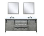 Lexora Marsyas 80" - Ash Grey Double Bathroom Vanity Ash Grey (Options: White Quartz Top, White Square Sinks and 30" Mirrors w/ Faucets) - Lexora - Ambient Home