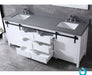 Lexora Marsyas 84" - White Double Bathroom Vanity (Options: Grey Quartz Top, White Square Sinks and 34" Mirrors w/ Faucets) - Lexora - Ambient Home