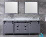 Lexora Marsyas 84" - Dark Grey Double Bathroom Vanity (Options: White Carrara Marble Top, White Square Sinks and 34" Mirrors w/ Faucets) - Lexora - Ambient Home
