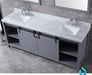 Lexora Marsyas 84" - Dark Grey Double Bathroom Vanity (Options: White Carrara Marble Top, White Square Sinks and 34" Mirrors w/ Faucets) - Lexora - Ambient Home