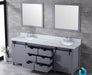 Lexora Marsyas 84" - Dark Grey Double Bathroom Vanity (Options: White Carrara Marble Top, White Square Sinks and 34" Mirrors w/ Faucets) - Lexora - Ambient Home