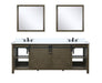 Lexora Marsyas 84" - Rustic Brown Double Bathroom Vanity (Options: White Quartz Top, White Square Sinks and 34" Mirrors w/ Faucets) - Lexora - Ambient Home