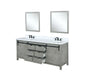 Lexora Marsyas 84" - Ash Grey Double Bathroom Vanity (Options: White Quartz Top, White Square Sinks and 34" Mirrors w/ Faucets) - Lexora - Ambient Home