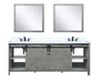 Lexora Marsyas 84" - Ash Grey Double Bathroom Vanity (Options: White Quartz Top, White Square Sinks and 34" Mirrors w/ Faucets) - Lexora - Ambient Home