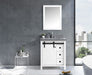 Lexora Marsyas Veluti 30" - White Single Bathroom Vanity (Options: Grey Quartz Top, White Square Sink and 28" Mirror w/ Faucet) - Lexora - Ambient Home