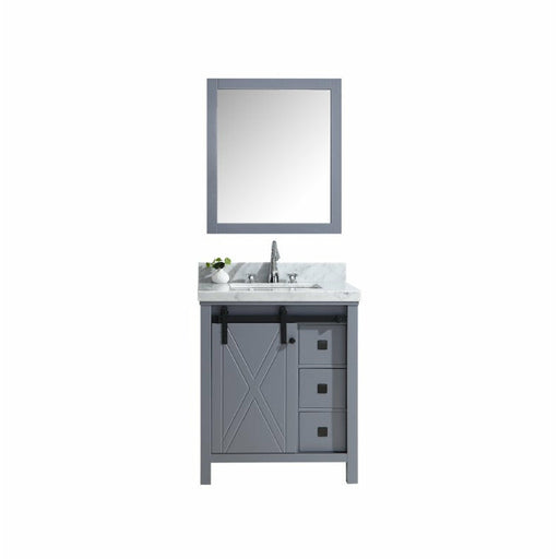 Lexora Marsyas Veluti 30" - Dark Grey Single Bathroom Vanity (Options: White Carrara Marble Top, White Square Sink and 28" Mirror w/ Faucet) - Lexora - Ambient Home