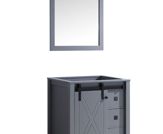 Lexora Marsyas Veluti 30" - Dark Grey Single Bathroom Vanity (Options: White Carrara Marble Top, White Square Sink and 28" Mirror w/ Faucet) - Lexora - Ambient Home