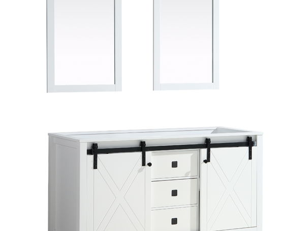 Lexora Marsyas Veluti 60" - White Double Bathroom Vanity (Options: Grey Quartz Top, White Square Sinks and 24" Mirrors w/ Faucets) - Lexora - Ambient Home