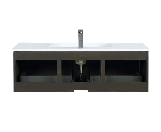 Lexora Sant 48" Iron Charcoal Bathroom Vanity, Acrylic Composite Top with Integrated Sink, and Labaro Brushed Nickel Faucet Set - Lexora - Ambient Home