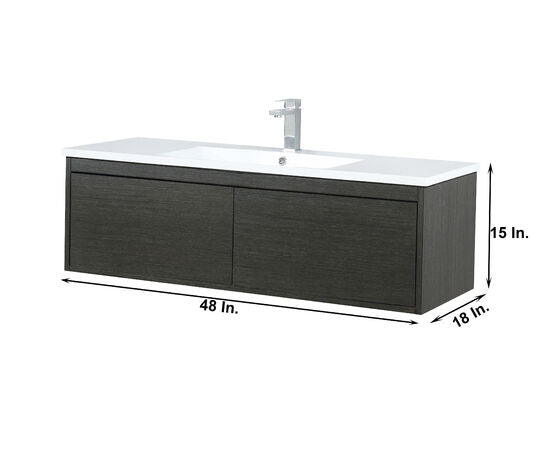 Lexora Sant 48" Iron Charcoal Bathroom Vanity, Acrylic Composite Top with Integrated Sink, and Labaro Brushed Nickel Faucet Set - Lexora - Ambient Home