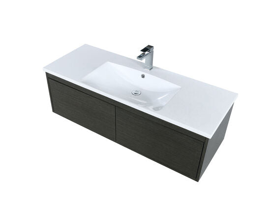 Lexora Sant 48" Iron Charcoal Bathroom Vanity, Acrylic Composite Top with Integrated Sink, and Labaro Brushed Nickel Faucet Set - Lexora - Ambient Home