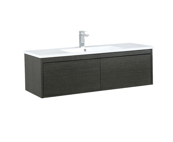 Lexora Sant 48" Iron Charcoal Bathroom Vanity, Acrylic Composite Top with Integrated Sink, and Labaro Brushed Nickel Faucet Set - Lexora - Ambient Home