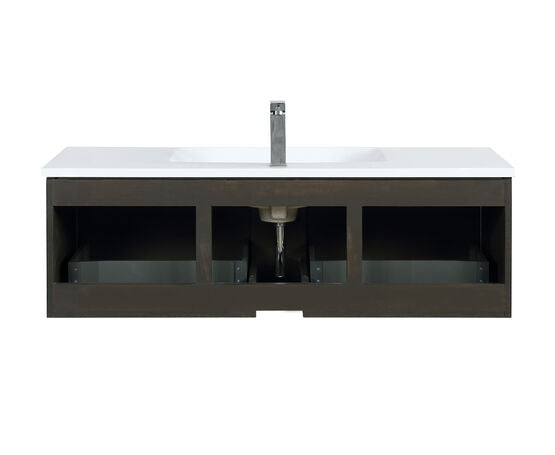 Lexora Sant 48" Iron Charcoal Bathroom Vanity, Acrylic Composite Top with Integrated Sink, and Monte Chrome Faucet Set - Lexora - Ambient Home