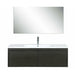 Lexora Sant 48" Iron Charcoal Bathroom Vanity, Acrylic Composite Top with Integrated Sink, Labaro Brushed Nickel Faucet Set, and 43" Frameless Mirror - Lexora - Ambient Home