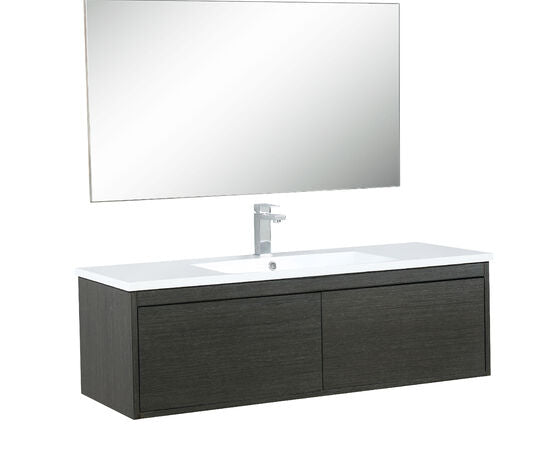 Lexora Sant 48" Iron Charcoal Bathroom Vanity, Acrylic Composite Top with Integrated Sink, Balzani Gun Metal Faucet Set, and 43" Frameless Mirror - Lexora - Ambient Home