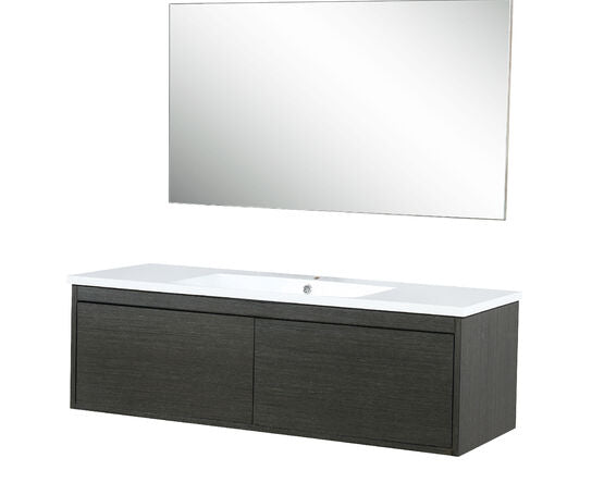 Lexora Sant 48" Iron Charcoal Bathroom Vanity, Acrylic Composite Top with Integrated Sink, and 43" Frameless Mirror - Lexora - Ambient Home