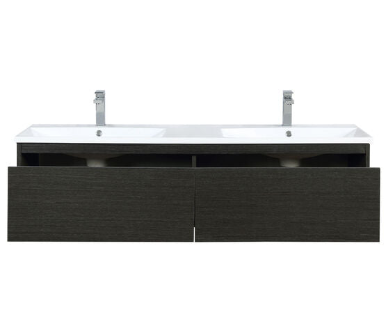Lexora Sant 60" Iron Charcoal Double Bathroom Vanity, Acrylic Composite Top with Integrated Sinks, and Labaro Brushed Nickel Faucet Set - Lexora - Ambient Home