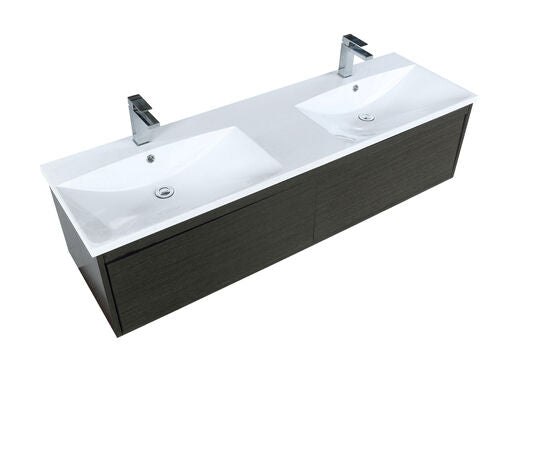 Lexora Sant 60" Iron Charcoal Double Bathroom Vanity, Acrylic Composite Top with Integrated Sinks, and Labaro Brushed Nickel Faucet Set - Lexora - Ambient Home