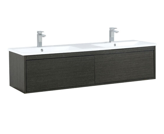 Lexora Sant 60" Iron Charcoal Double Bathroom Vanity, Acrylic Composite Top with Integrated Sinks, and Labaro Brushed Nickel Faucet Set - Lexora - Ambient Home
