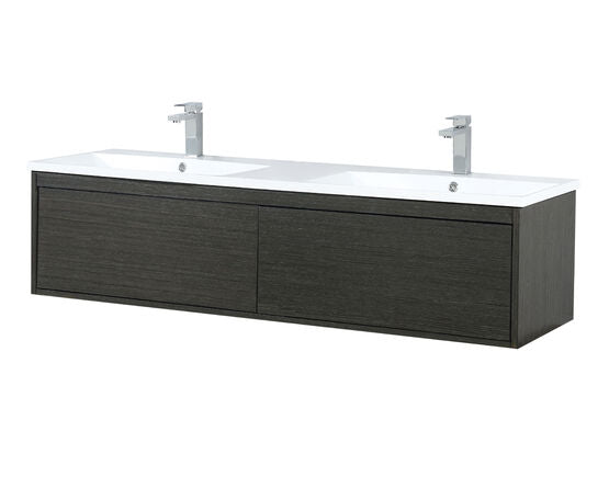 Lexora Sant 60" Iron Charcoal Double Bathroom Vanity, Acrylic Composite Top with Integrated Sinks, and Monte Chrome Faucet Set - Lexora - Ambient Home