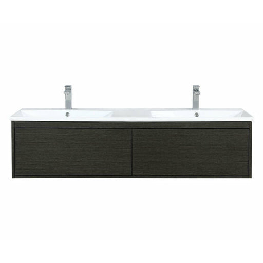 Lexora Sant 60" Iron Charcoal Double Bathroom Vanity, Acrylic Composite Top with Integrated Sinks, and Monte Chrome Faucet Set - Lexora - Ambient Home