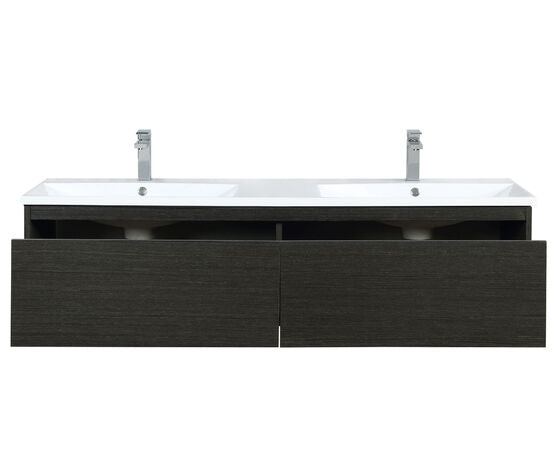 Lexora Sant 60" Iron Charcoal Double Bathroom Vanity, Acrylic Composite Top with Integrated Sinks, and Monte Chrome Faucet Set - Lexora - Ambient Home