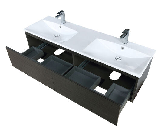 Lexora Sant 60" Iron Charcoal Double Bathroom Vanity, Acrylic Composite Top with Integrated Sinks, and Monte Chrome Faucet Set - Lexora - Ambient Home