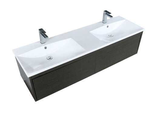 Lexora Sant 60" Iron Charcoal Double Bathroom Vanity, Acrylic Composite Top with Integrated Sinks, and Labaro Rose Gold Faucet Set - Lexora - Ambient Home