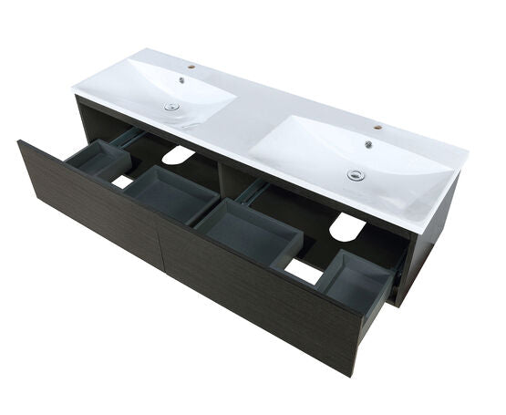Lexora Sant 60" Iron Charcoal Double Bathroom Vanity and Acrylic Composite Top with Integrated Sinks - Lexora - Ambient Home