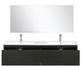 Lexora Sant 60" Iron Charcoal Double Bathroom Vanity, Acrylic Composite Top with Integrated Sinks, Monte Chrome Faucet Set, and 55" Frameless Mirror - Lexora - Ambient Home