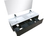 Lexora Sant 60" Iron Charcoal Double Bathroom Vanity, Acrylic Composite Top with Integrated Sinks, Monte Chrome Faucet Set, and 55" Frameless Mirror - Lexora - Ambient Home